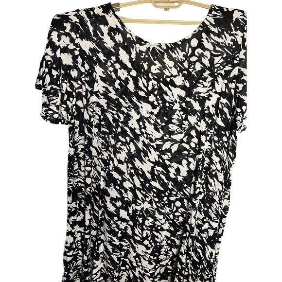 Denim 24/7 Black & White Abstract Print Dress 1X 22/24 Oversized Maxi - Picture 7 of 13